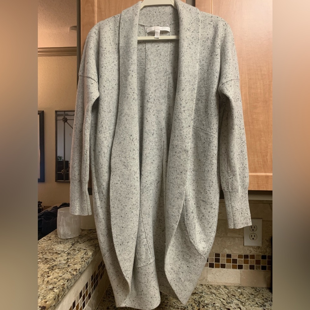 Nordstrom Signature Speckled Gray 100% Cashmere Women's Cardigan Cocoon Sweeter - Picture 16 of 16